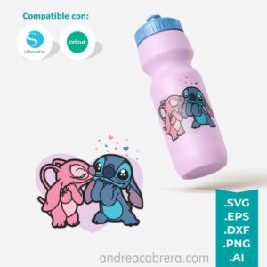 Angel besando a Stitch Vector SVG a color, diseño por capas