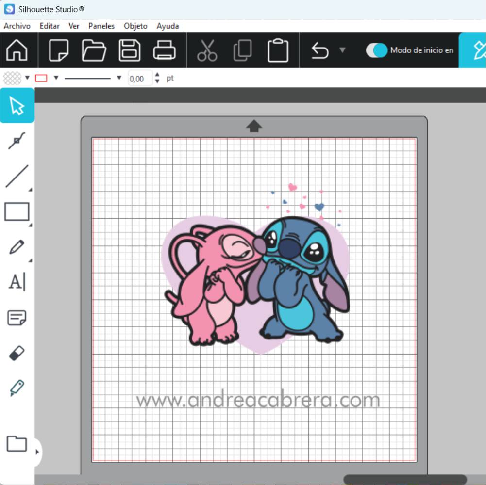 Stitch y su novia Angel muy enamorados Vector SVG a color, diseño por capas abierto desde Studio 3