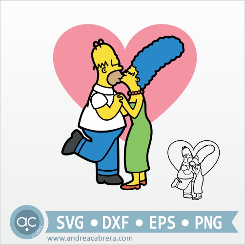 Homero Simpson y Marge enamorados archivo vector SVG DXF EPS PNG