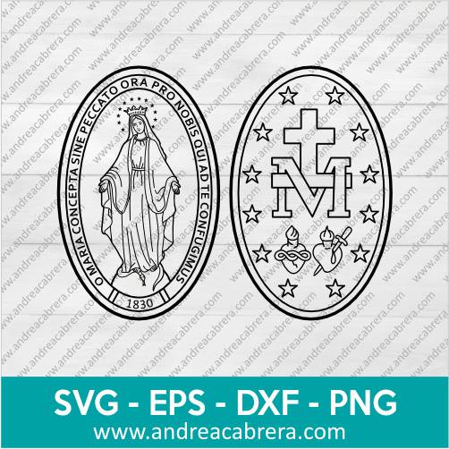 Medalla Milagrosa Nuestra Señora de las Gracias Vector SVG DXF EPS PNG
