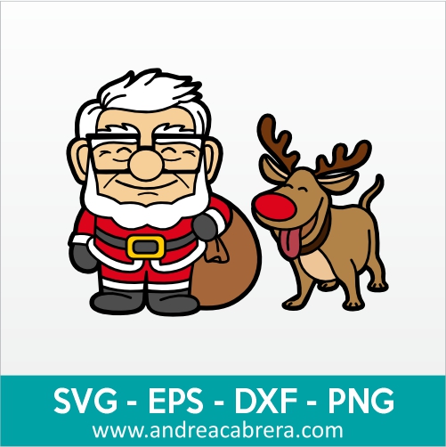 Vector Carl y Dug como Santa Claus y reno
