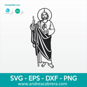 Vector apostol San Judas Tadeo. Dibujo en color negro tipo silueta con detalles internos.