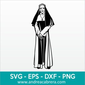 Vector Santa Dulce de los pobres - Maria Rita de Souza Brito - Irma Dulce. Vectorizado en color negro tipo silueta con detalles internos