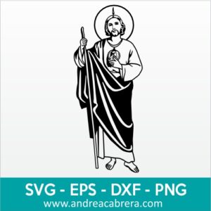 Vector apostol San Judas Tadeo. Dibujo en color negro tipo silueta con detalles internos.