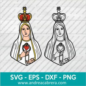 Vector Virgen de Fátima con rosario en las manos