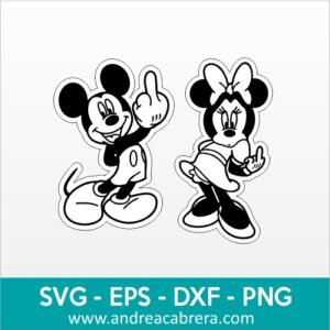 Vector Mickey y Minnie alzando el dedo del medio