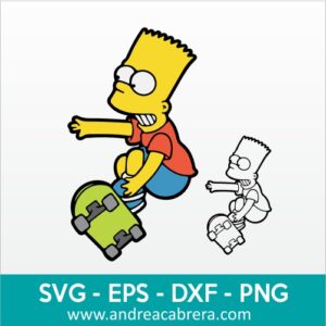 Vector Bart Simpson montando patineta.
