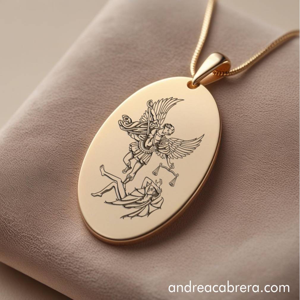 Dije de acero con grabado láser de San Miguel Arcángel