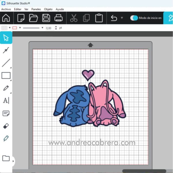 Stitch y Angel sentados de espaldas tierna escena Vector SVG a color, diseño por capas abierto desde Studio 3