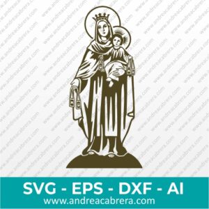 Vector Virgen del Carmen con Jesus en brazos