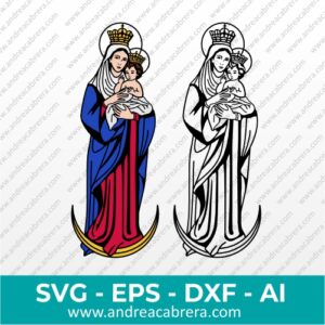 Vector Virgen de Chiquinquirá con niño en brazos
