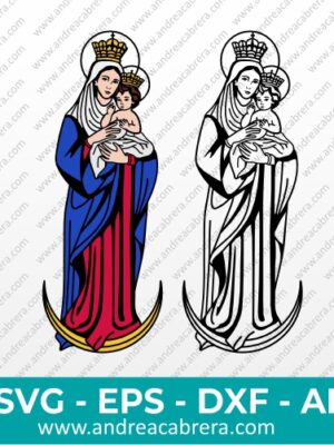 Virgen de Chiquinquirá con niño en brazos