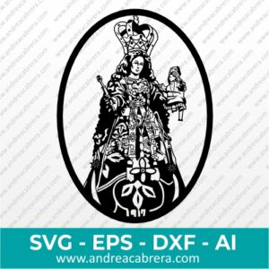 Vector Virgen de El Cisne en blanco y negro