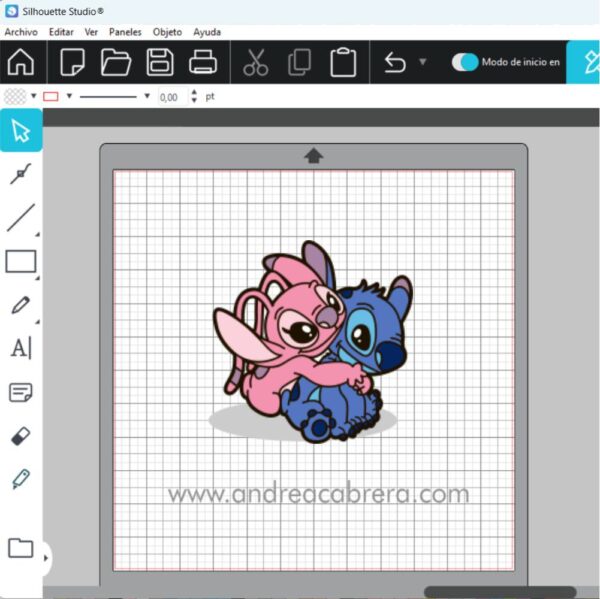 Angel abrazando a Stitch por la espalda Vector SVG a color, diseño por capas abierto desde Studio 3