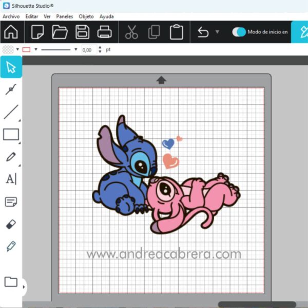 Stitch y Angel rozando narices Vector SVG a color, diseño por capas abierto desde Studio 3