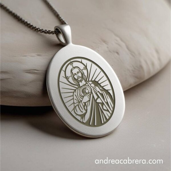 Dije de acero con grabado láser de San Judas Tadeo