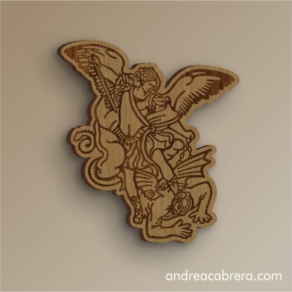 Vector San Miguel Arcángel en corte láser madera