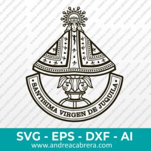 Vector religioso de la Virgen de Juquila en formato SVG monocromático.