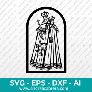 Vector religioso de la Virgen Sagrada María en formato SVG DXF EPS AI PNG JPG monocromático.