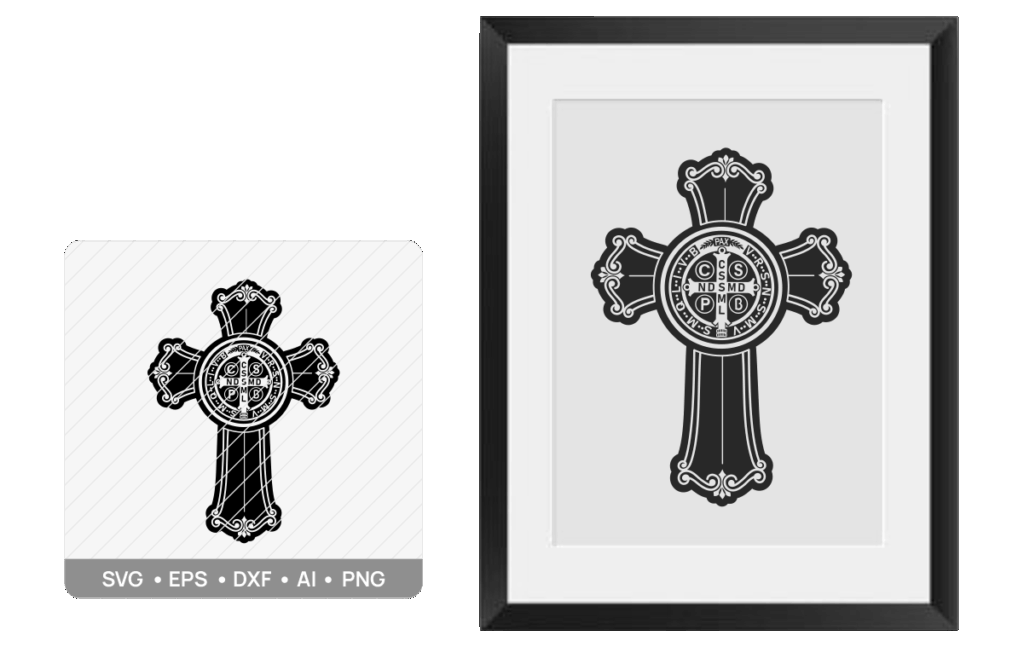 Archivo vectorial y mockup de cuadro en arte religioso