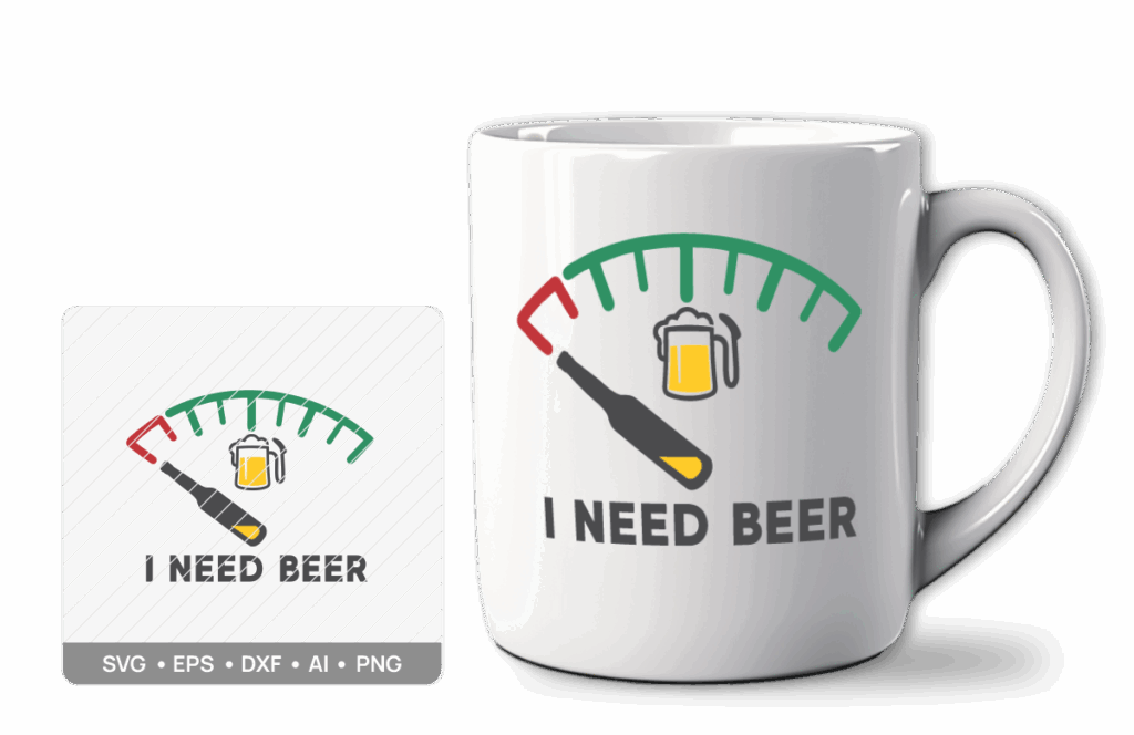 Archivo vectorial y mockup de taza en temáticos y divertidos