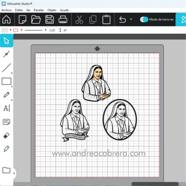 Vector Santa Carmen Rendiles visto desde silhouette studio 3