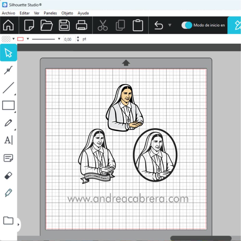 Vector Santa Carmen Rendiles visto desde silhouette studio 3