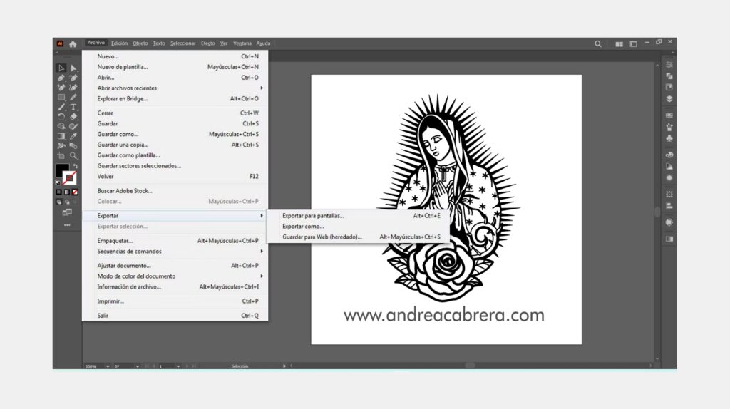 diseño exportandose desde illustrator