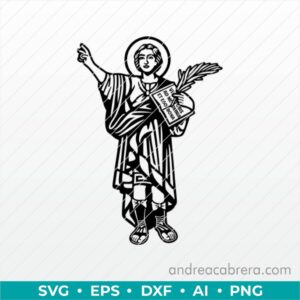 Vector San Pancracio de Roma. Ilustración en color negro tipo silueta con detalles internos.