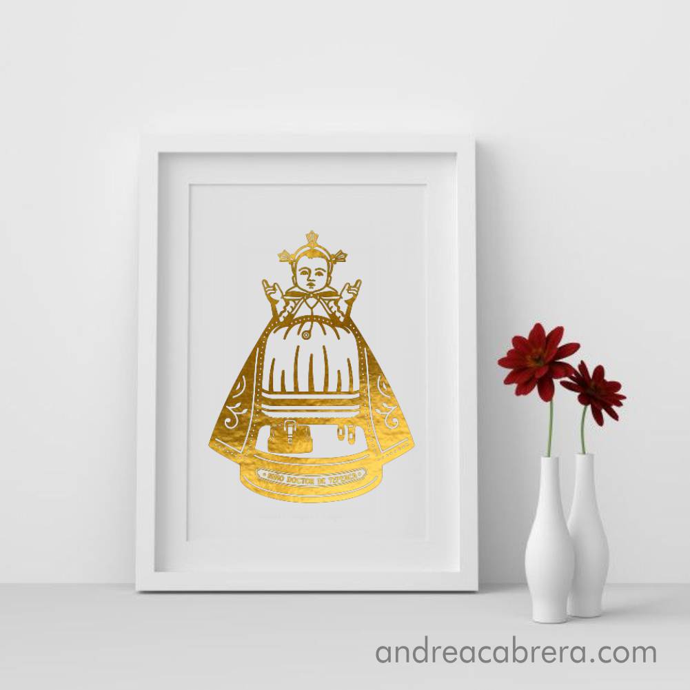 Cuadro minimalista con diseño de Santo Niño Jesús Doctor de los Enfermos – Niño Doctor de Tepeaca