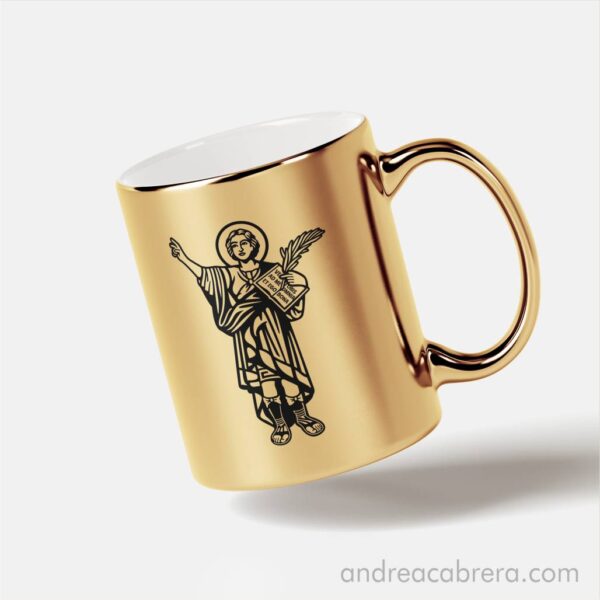 Taza dorado con diseño vectorial del San Pancracio de Roma