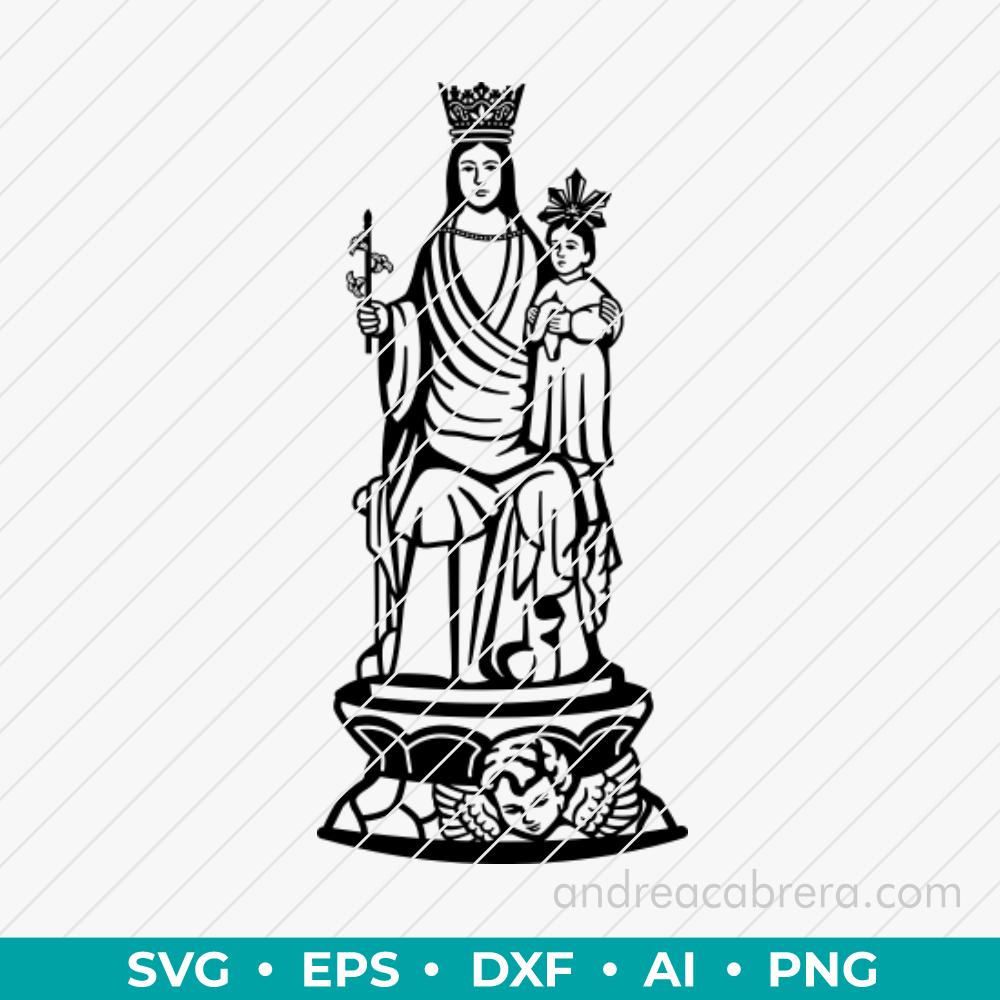 Diseño digital de la virgen del don de alfafar vector SVG listo para grabado láser o impresión. Descarga inmediata en varios formatos.