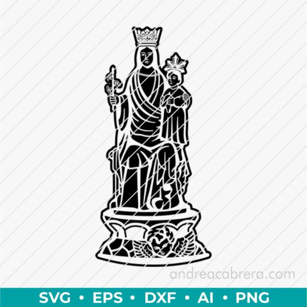 Diseño digital de la virgen del don de alfafar vector SVG listo para grabado láser o impresión. Descarga inmediata en varios formatos.