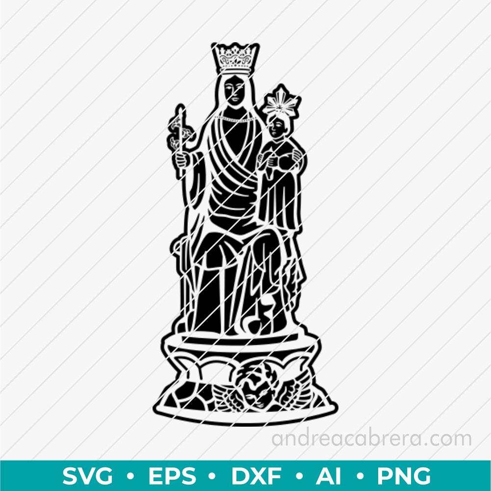 Diseño digital de la virgen del don de alfafar vector SVG listo para grabado láser o impresión. Descarga inmediata en varios formatos.