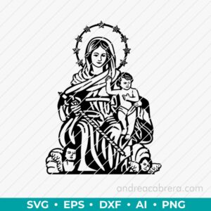Diseño digital de la virgen de Gracia de Moclinejo vector SVG  listo para grabado láser o impresión. Descarga inmediata en varios formatos.