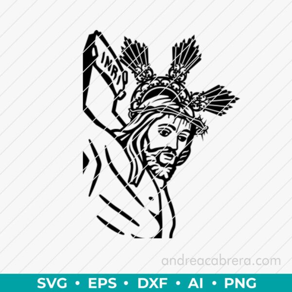 Diseño digital de la virgen de Cristo de Alfondeguilla vector SVG  listo para grabado láser o impresión. Descarga inmediata en varios formatos.