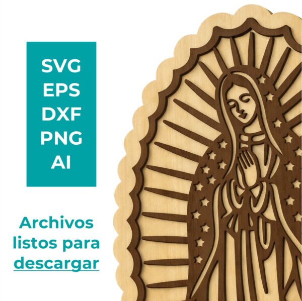 Archivos digitales de la Virgen de Guadalupe para corte láser listos para descargar