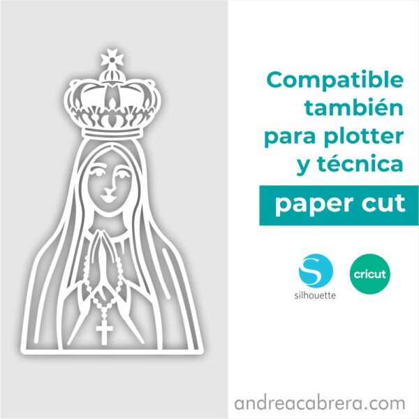Virgen de Fátima compatible con plotter de corte y técnica papercut