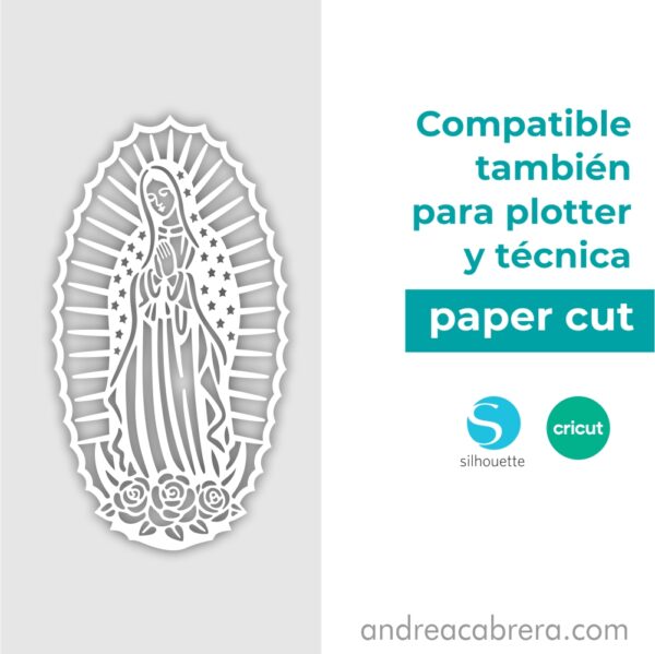 Virgen de Guadalupe compatible con plotter de corte y técnica papercut
