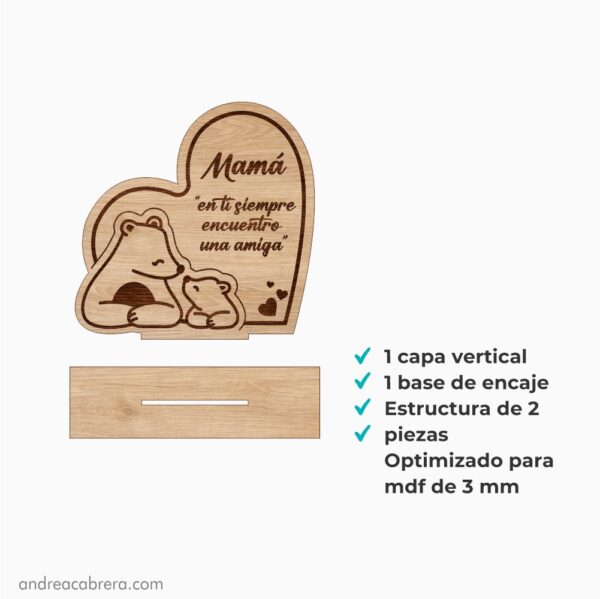 Figuras decorativas mamá oso con hijo para corte láser pack de 5 diseños SVG - Image 2