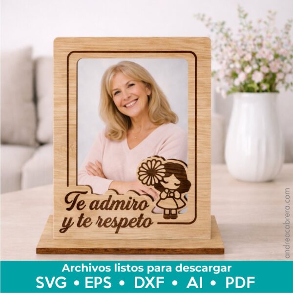 Archivos portarretratos Día de la Madre para corte láser en formatos SVG, EPS, DXF, AI y PDF