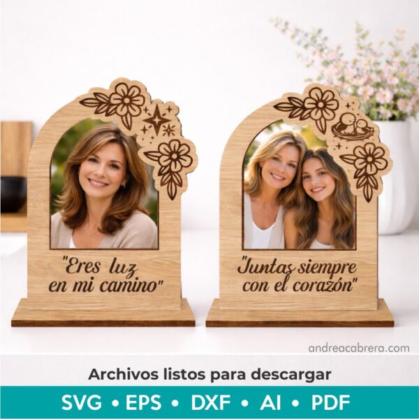 Archivos portarretratos Día de la Madre para corte láser en formatos SVG, EPS, DXF, AI y PDF