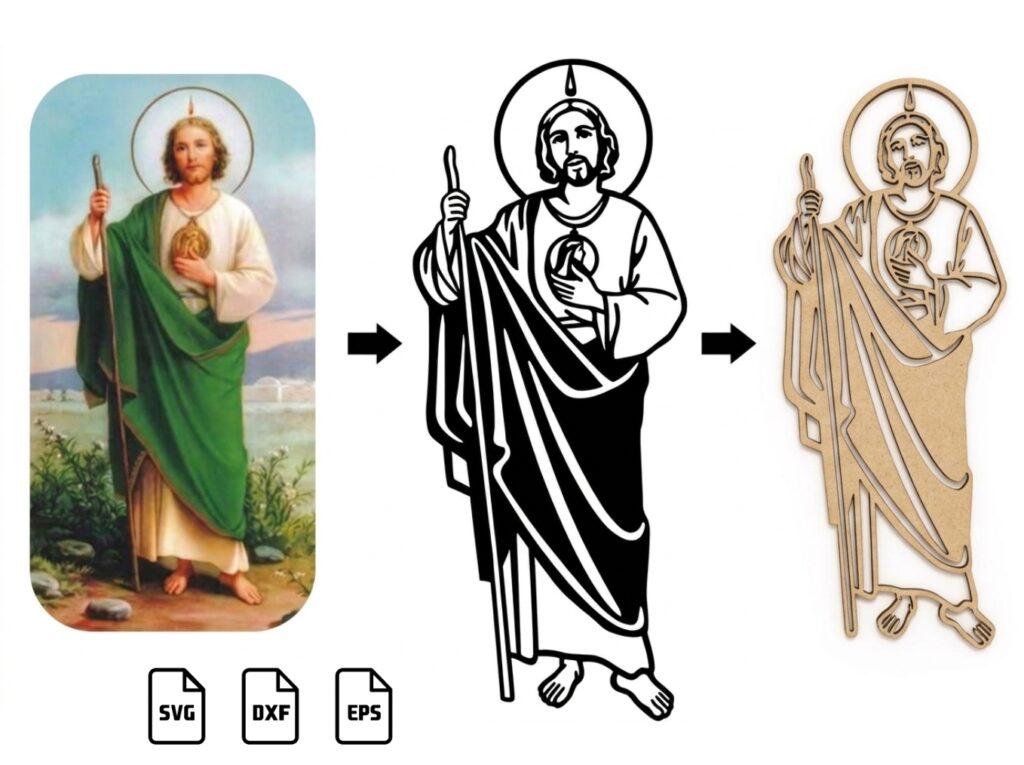 vectorización de san judas con aplicación en corte láser
