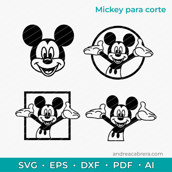 Mickey Mouse vector para corte en diferentes formatos