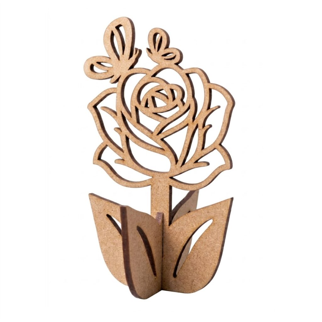 vectorización de rosa para corte láser en mdf