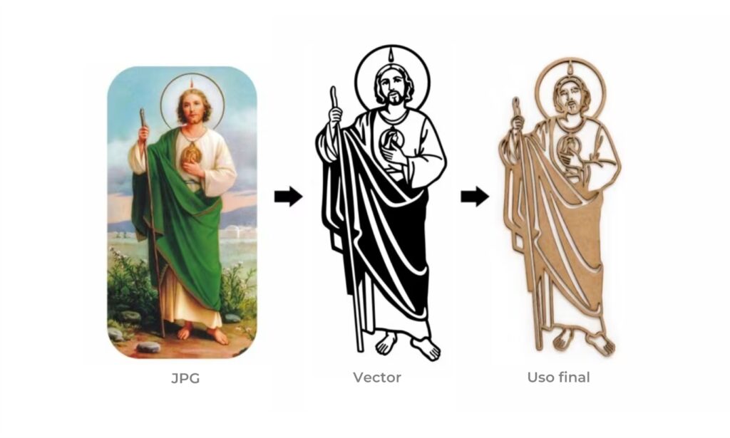vectorización de san judas tadeo para uso en técnica corte láser