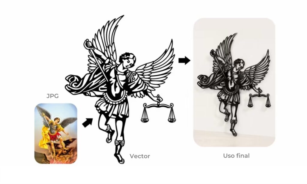 vectorización de san miguel arcángel para corte CNC