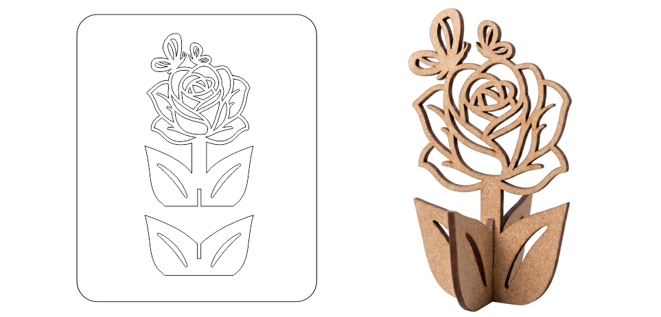Diseño corte láser rosa 3d