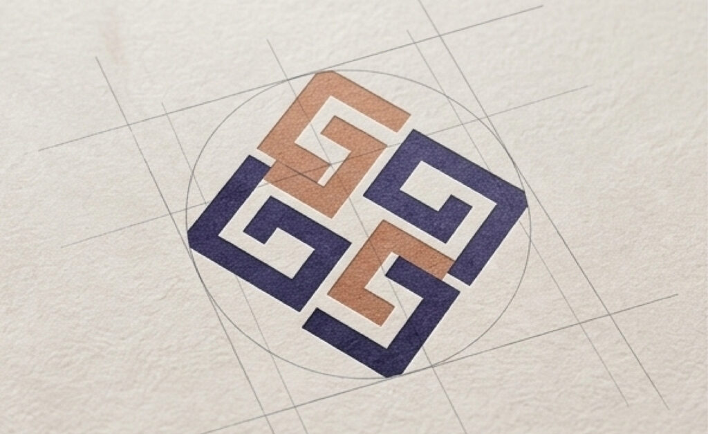 Logotipo diseñado sobre una retícula