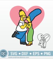 Vector Homero Simpson y Marge enamorados